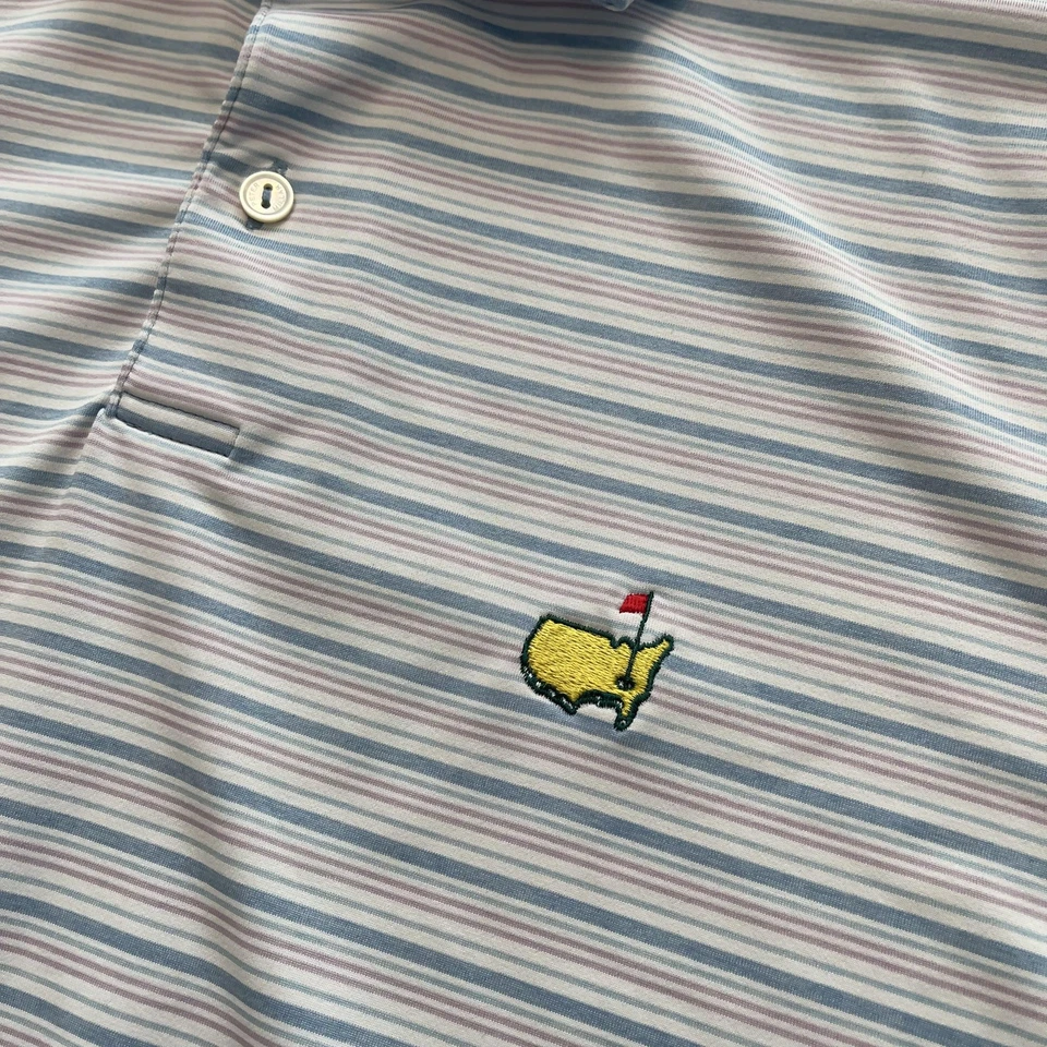 Camisa polo de golfe Augusta National Masters masculina listra azul média Peter Millar - Imagem 4 de 4