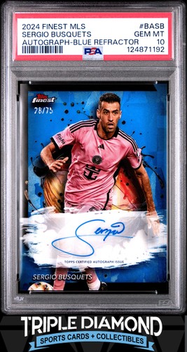2024 Topps Finest MLS Sergio Busquets Auto Blue Refractor #28/75 PSA 10 LS15