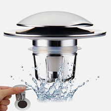 Silver Stainless Steel Pop-Up Bathroom Sink Drain Stopper w/ Seal Rings Set of 3
