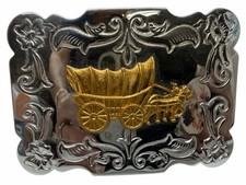 Covered Wagon Belt Buckle Cowboy Pioneer Western Wear Old West