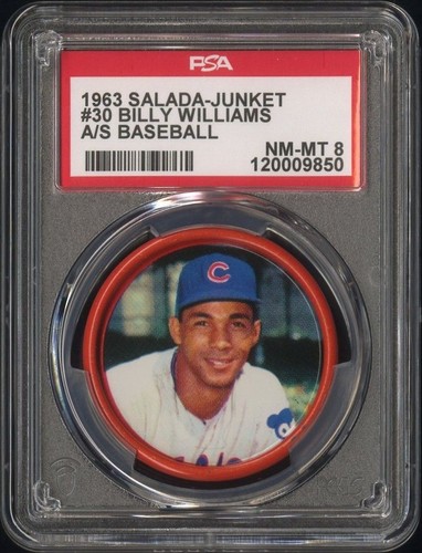 1963 Salada Baseball Coin Pin 30 BILLY WILLIAMS Chicago Cubs PSA 8 NM-MT