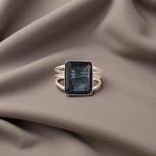 London Blue Topaz Gemstone 925 Sterling Silver Designer Jewelry Ring For Wedding