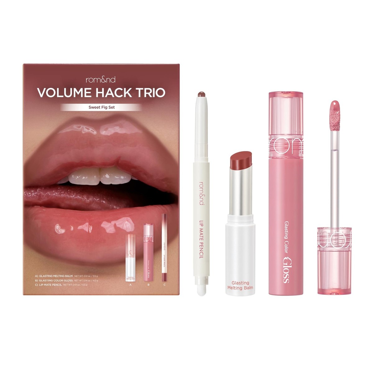 Korean Lip Combo Set for Plump, Hydrated, Glossy Lips - 3-in-1