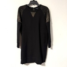 Madewell Womens Black Ponte Baseball Shift Dress Tweed Mixed Material Small