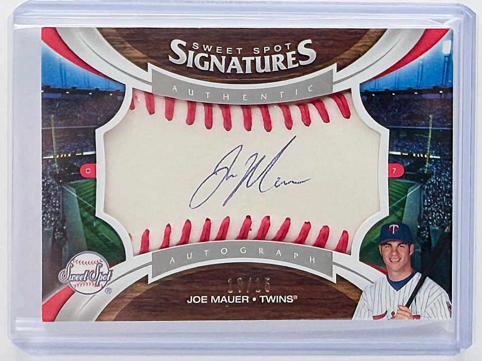 Sweet Spot Joe Mauer 2006 automático/15 puntada roja tinta azul gemelos patio SSP Foto 2 de 4