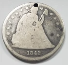 1842 Seated Liberty Dollar | holed | Silver $1 | Philadelphia