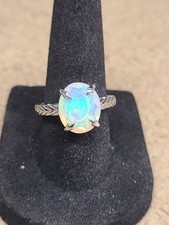 White Ethiopian Opal Rhodium Over Sterling Silver Solitaire Ring 1.99ct