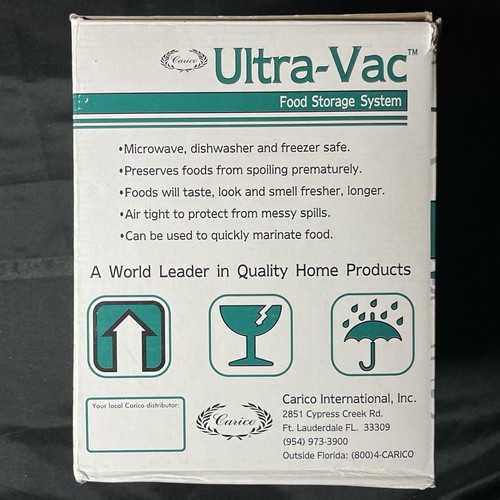 ULTRA-VAC CARICO FOOD STORAGE SYSTEM SET OF 3 VACUUM CONTAINERS W/LIDS SET 003 - Picture 2 of 9