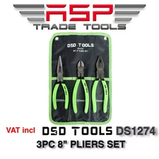 DSD TOOLS 8" 200mm 3pc Plier Set, Side Cutter, Long Nose, Combination Pliers