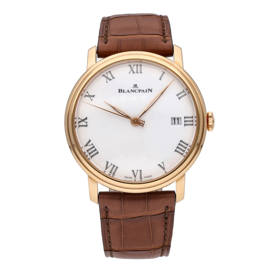 Relógio masculino automático Blancpain Villeret 8 dias ouro rosa 18k 42 mm 6630-3631-55B