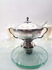 French Baroque Silver-Plated Sugar Bowl with Lid Rococo Footed Ornate Decor