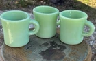 Set Of Three Vintage Fire King Jadeite C Handle Coffee Mug Cups