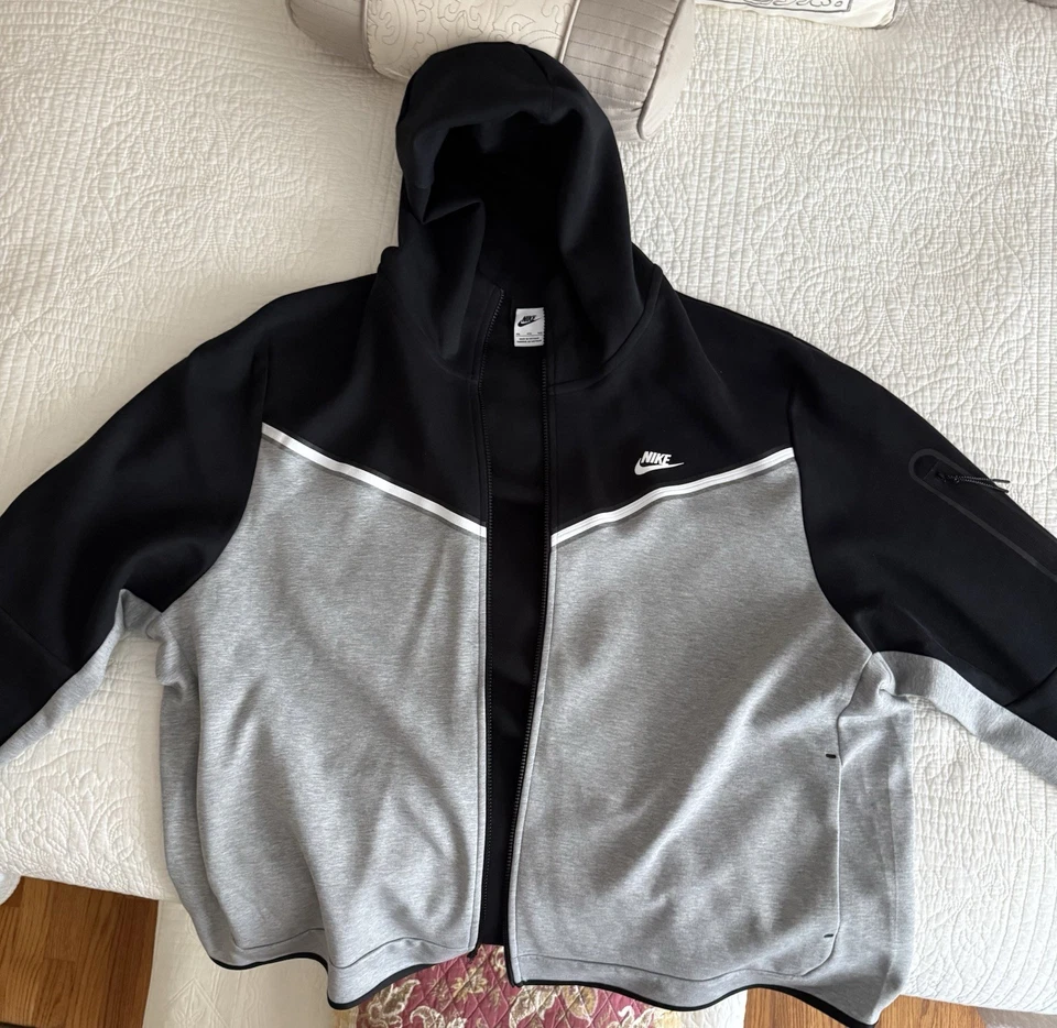 Chaqueta para hombre Nike Tech con cremallera, negra gris, talla 4XL Foto 2 de 4