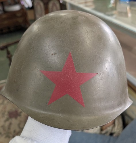 WWII Russian Soviet Military Helmet Red Star Leather Liner Original