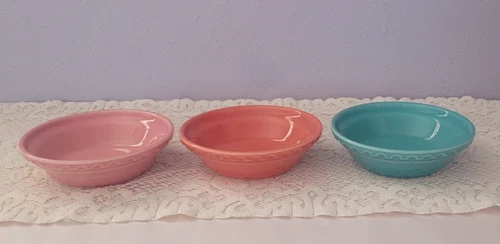 Set of 3 Fiesta Crimped Edge Small Pie Plate  6.25" Pink Orange Turquoise