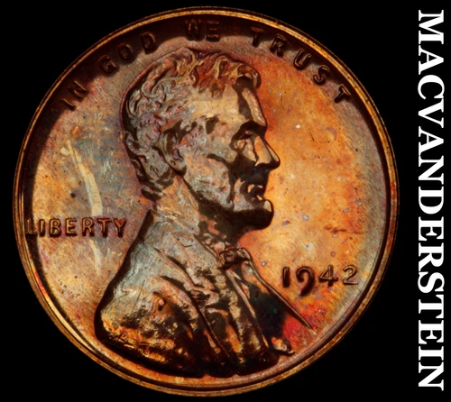 1942 Lincoln Wheat Cent- Choice Gem Proof Color Luster No Reserve #i9523