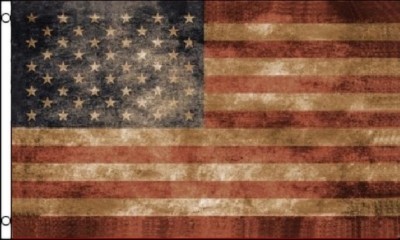 American US Flag Tea Stained- 3x5 Feet United States Primitive Vintage USA Aged 