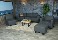 B-Ware Modular Sofa-System Couch-Garnitur Lyon 3-1-1-1, Kunstleder dunkelgrau
