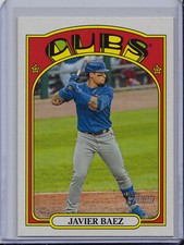 Javier Baez 2021 Topps Heritage Action Image Base Variation Chicago Cubs