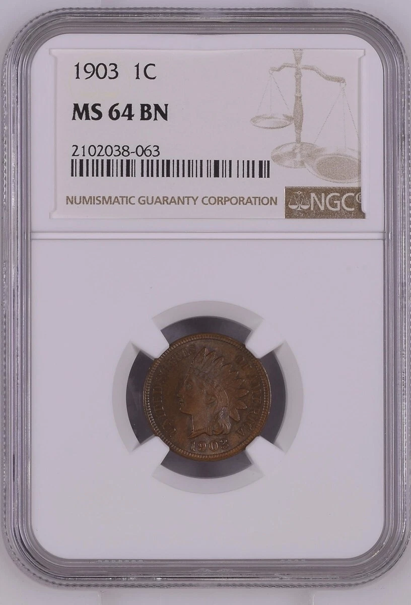 MS 64 Graded 1903 Year Indian Head Small Cents (1859-1909) for