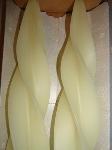 VINTAGE Dadant 100% Natural Beeswax Spiral Candles 12" Ivory