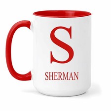 Sherman Nom & Initiales Tasse - Cadeau En Nombreux Couleurs Pour Thé Ou Café