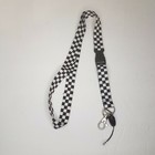 Black And White Check ID Holder Lanyard Keychain