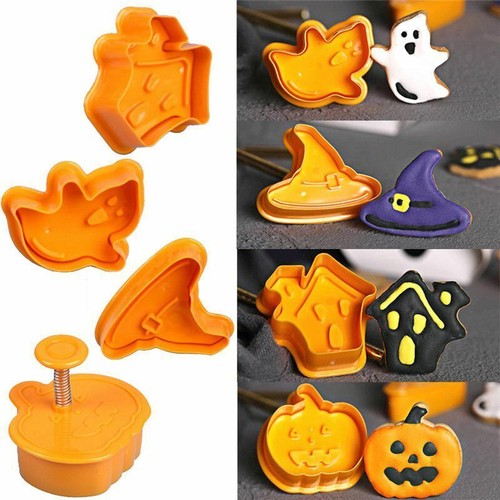 Decorating 4pcs Tools Mold Fondant Plastic Cookie Pumpkin Halloween Chocolate - Picture 3 of 12
