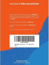 Unlocked  Tello Mobile - Bring Your Own Phone - 3 in 1 GSM SIM Card Kit Iphone