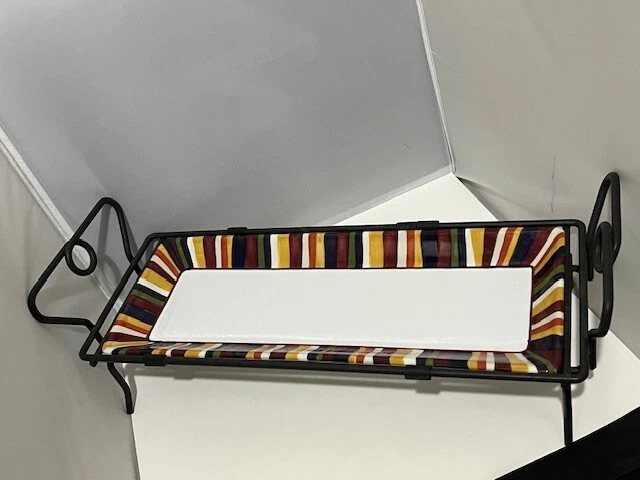 Pampered Chef Simple Additions Striped rectangular Serving Dish/Tray & stand - Image 2 of 4