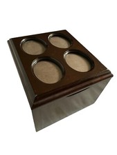 Bombay Picture Top Box Chest Keepsake Fliptop Valet Organizer Mahogany Wood
