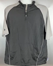 Majestic short sleeve quarter zip pullover mens size L Black Gray