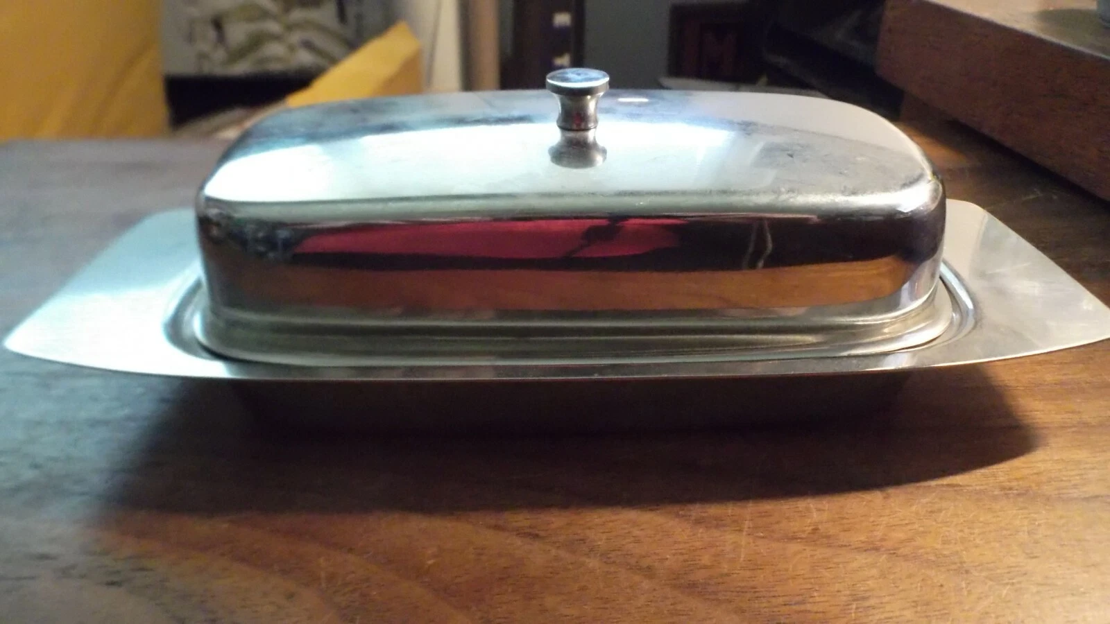 Mid Century Selandia Stainless steel 1 stick butter dish w/ plastic insert tray