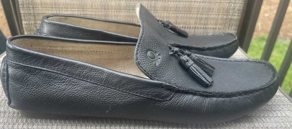 Mocasines de conducción de cuero para hombre United Colors Of Benetton negros talla 12 Foto 3 de 4