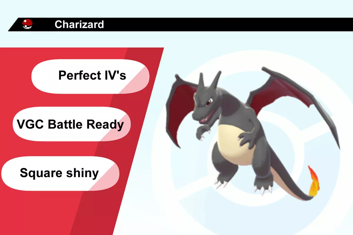 Shiny Charizard / Pokemon Let's Go / 6IV Pokemon / Shiny Pokemon