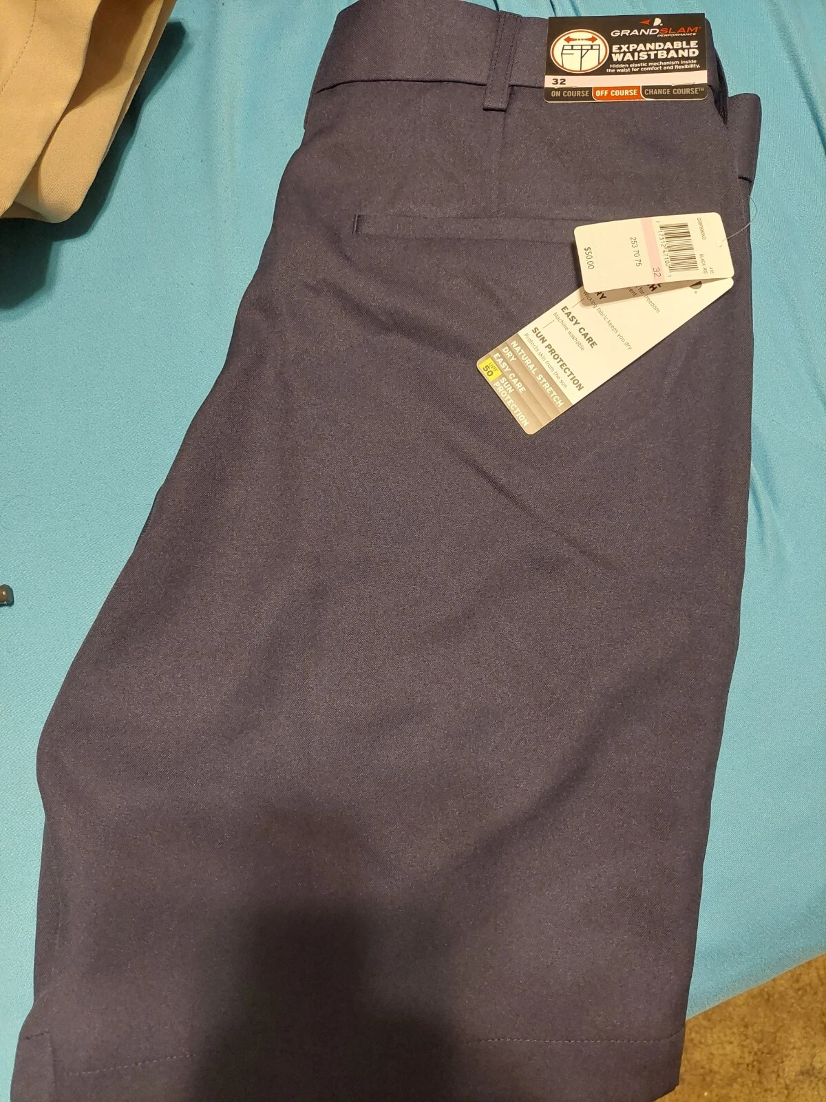 Grand Slam Shorts Mens 32 Black Iris Golf Pockets NWT Expandable Waist