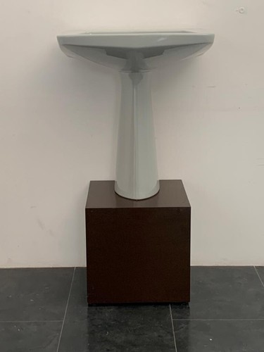 Lavabo con colonna grigio platino di Gio Ponti per Ideal Standard, anno 1953 - Foto 5 di 12