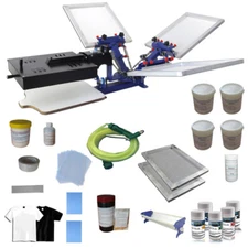 3 Color Screen Printing Kit Press Printer with Flah Dryer Silk Screen Ink Supply