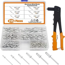 225pcs Aluminum Blind Rivets Assortment Kit with Heavy Duty Hand