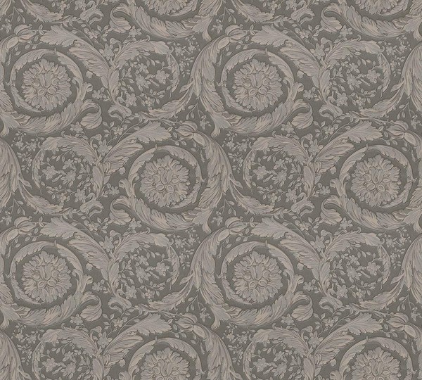 Designertapete Versace Home Blumen Klassik Grau Metallic 93583-6 (8,52€/1Qm)-image