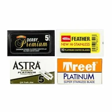 Razor Blade Sample Pack :Derby Premium, Feather, Astra and Treet Platinum (35)