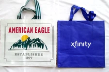 2/pcs Large Grocery Travel Bags Heavy Duty Totes Reusable W/Logo-New