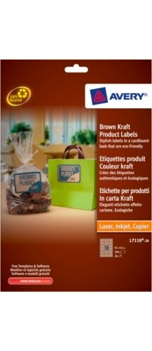 Etichette Carta Kraft Rett. 62x42 20Ff Avery L7110-20 - Foto 1 di 1