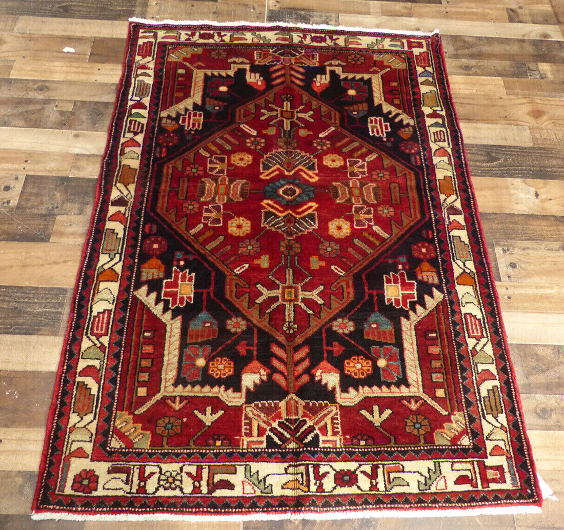 3'8"x5'5" Fine Hand Knotted wool Nahavand great Oriental Traditional area rug
