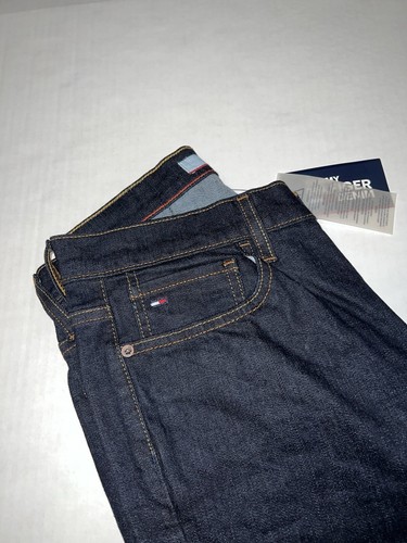 Jeans Tommy Hilfiger Denim 30x30 Elasticizzato Slim Uomo Blu Scuro Lavaggio Pantaloni Nuovo con etichette - Foto 2 di 12