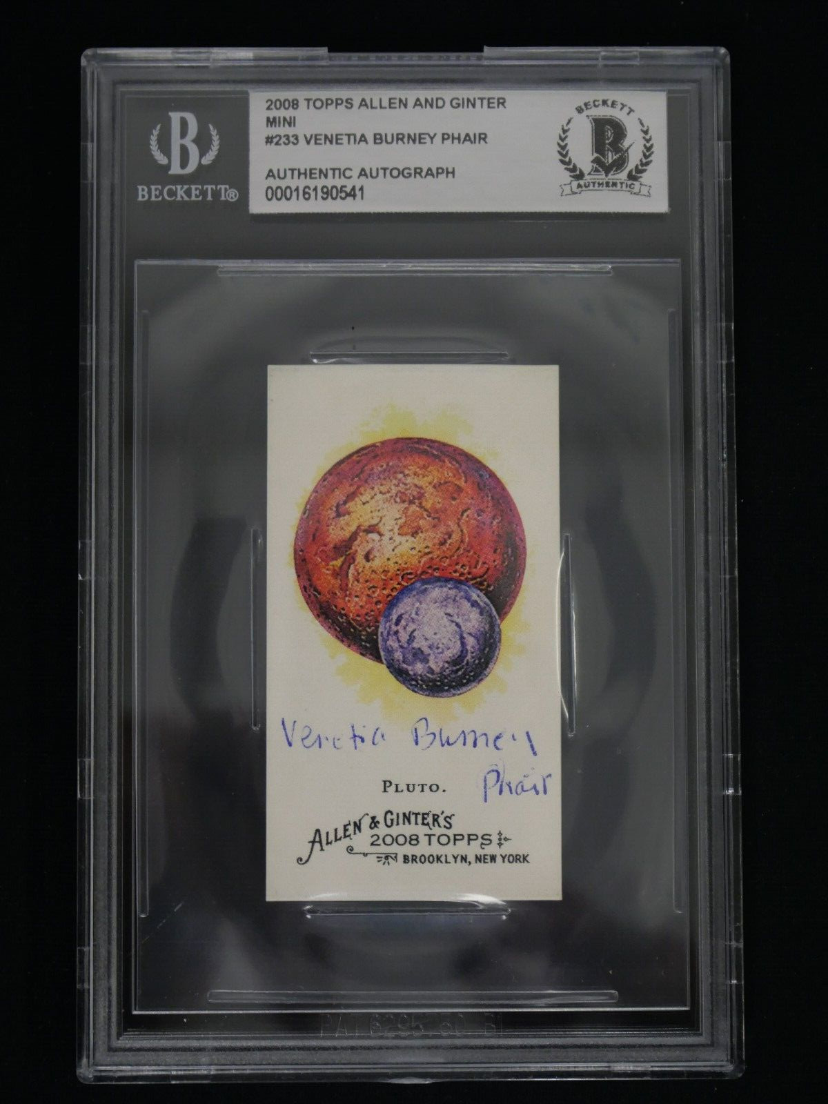 VENETIA BURNEY PAHIR SIGNED 2008 TOPPS ALLEN AND GINTER MINI #233 PLUTO