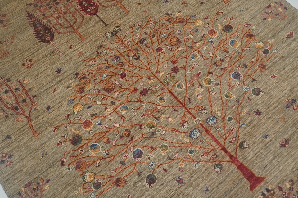 6 x 9 футов серый дерево жизни Gabbeh афганский вручную завязанный шерсти племенной ковер - Изображение 4 из 4