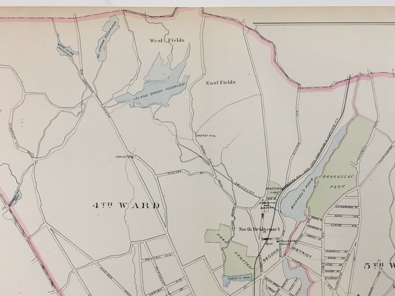 1893 Original Map,North Bridgeport,CT Old Connecticut Conn Pequonnock River eBay
