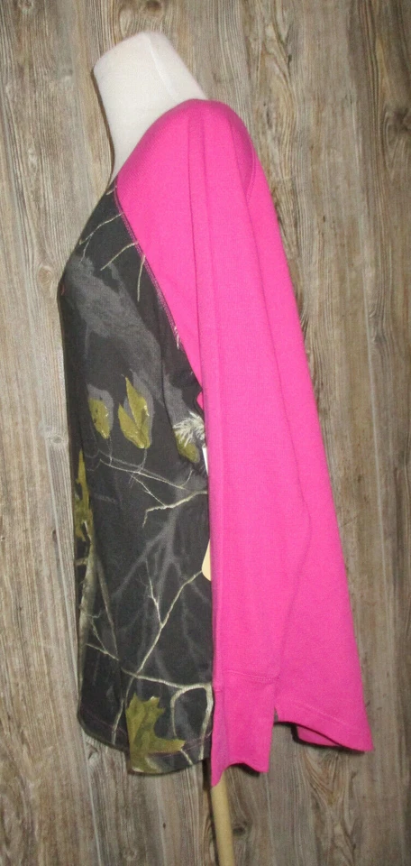 NORTHCREST новый женщин Sz 1 x вафли трикотажа тепловой верхний розовый черный камуфляж длинный Slv - Изображение 2 из 4