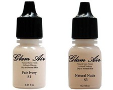 Airbrush Makeup Foundation Satin S1 Fair Ivory and S3 Natural Nude Water-based M
